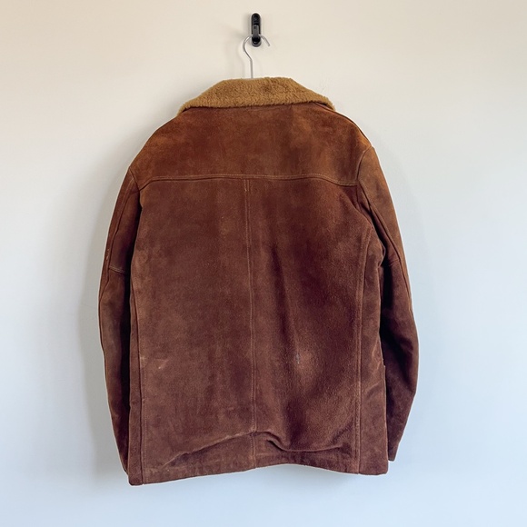 True Vintage 70's Sears Suede Leather Sherpa Western BoHo Jacket Coat - Picture 8 of 10